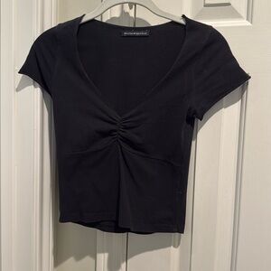 Brandy Melville Black V-Neck Cap Sleeve
